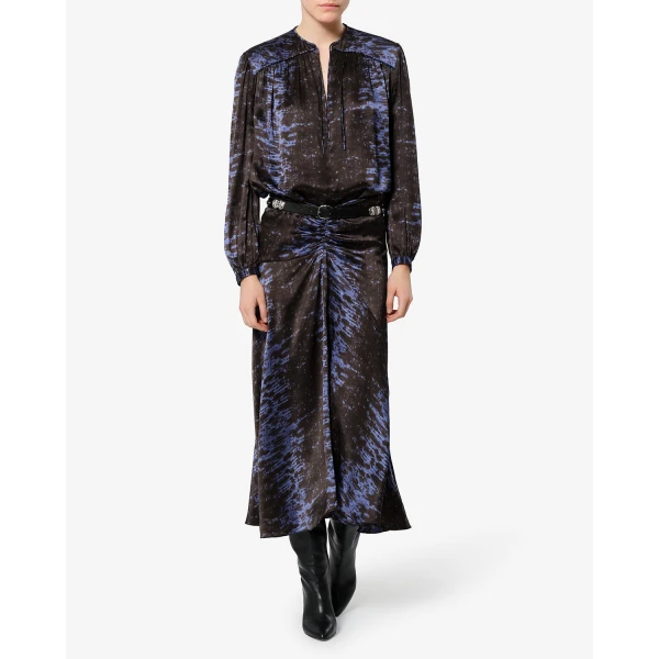 Isabel Marant Laren Silk Skirt in Midnight | Midi Skirts | Luxury Shoes 