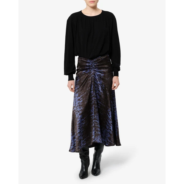 Isabel Marant Laren Silk Skirt in Midnight | Midi Skirts | Luxury Shoes 
