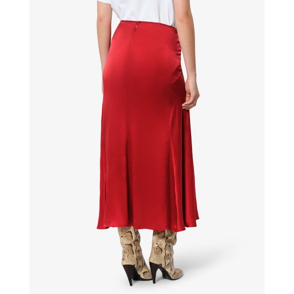 Isabel Marant Laren Silk Skirt in Red | Midi Skirts | Luxury Shoes 