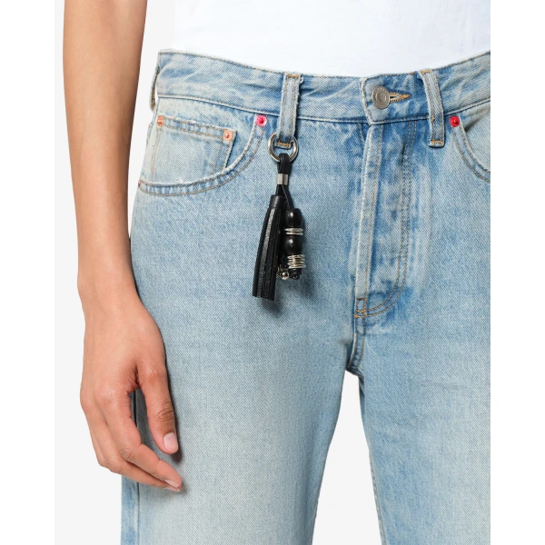 Isabel Marant Leather Charms Keychain in Black and Silver | Bag charms | Luxury Shoes 