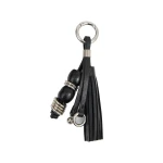 Isabel Marant Leather Charms Keychain in Black and Silver | Women | Luxury Shoes 