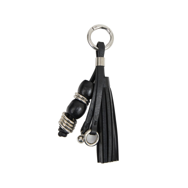 Isabel Marant Leather Charms Keychain in Black and Silver | Women | Luxury Shoes 