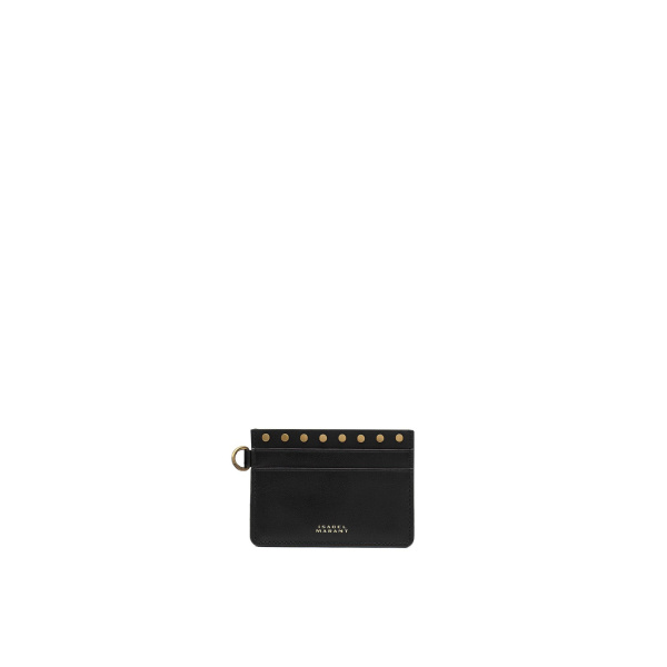 Isabel Marant Leather Oskan Card Holder in Black | Women | Luxury Shoes 