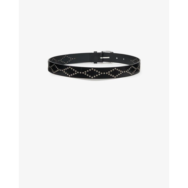 Isabel Marant Liliana Leather Belt in Black and Silver | Belts | Luxury Shoes 