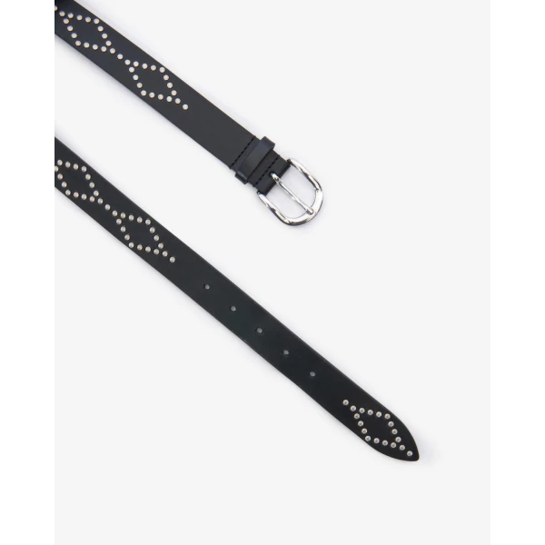 Isabel Marant Liliana Leather Belt in Black and Silver | Belts | Luxury Shoes 