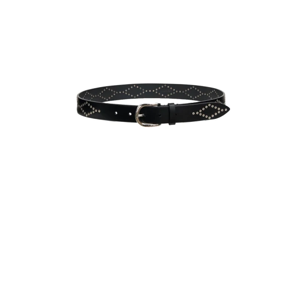 Isabel Marant Liliana Leather Belt in Black and Silver | Women | Luxury Shoes 