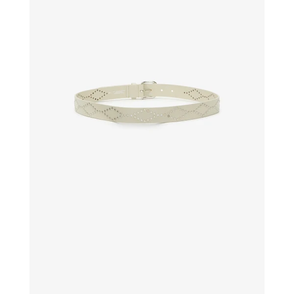 Isabel Marant Liliana Leather Belt in Chalk and Silver | Belts | Luxury Shoes 