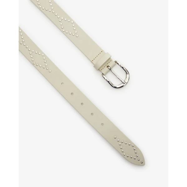 Isabel Marant Liliana Leather Belt in Chalk and Silver | Belts | Luxury Shoes 