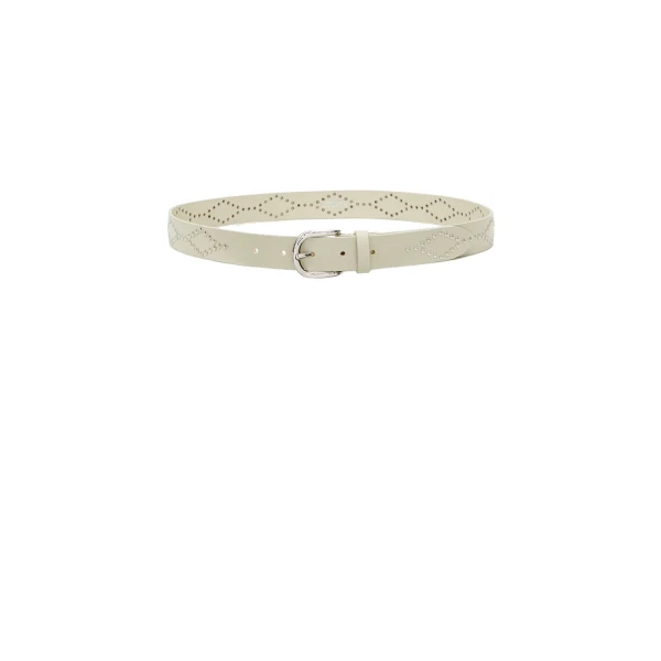 Isabel Marant Liliana Leather Belt in Chalk and Silver | Women | Luxury Shoes 
