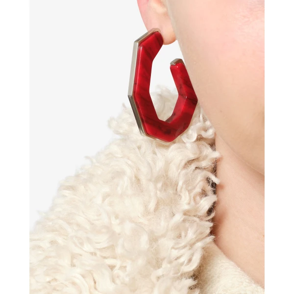 Isabel Marant Liu Earrings in Red and Silver | Earrings | Luxury Shoes 