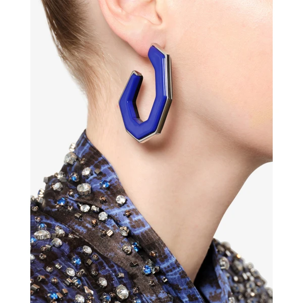 Isabel Marant Liu Earrings in Royal Blue and Silver | Earrings | Luxury Shoes 