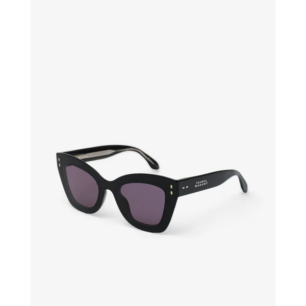 Isabel Marant Louny Cat-Eye Sunglasses in Black Palladium and Gray | Sunglasses | Luxury Shoes 