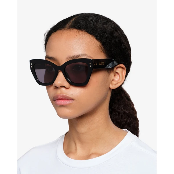 Isabel Marant Lounyz Cat-Eye Sunglasses in Black Havana and Dark Grey Shaded | Sunglasses | Luxury Shoes 