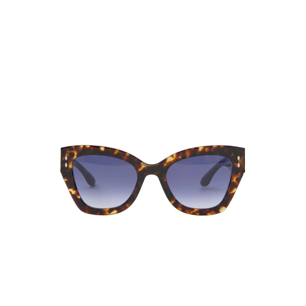Isabel Marant Lounyz Cat-Eye Sunglasses in Havana Brown and Dark Blue Shaded | Women | Luxury Shoes 
