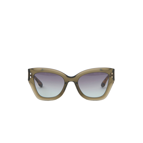 Isabel Marant Lounyz Cat-Eye Sunglasses in Olive Havana and Grey Green | Women | Luxury Shoes 