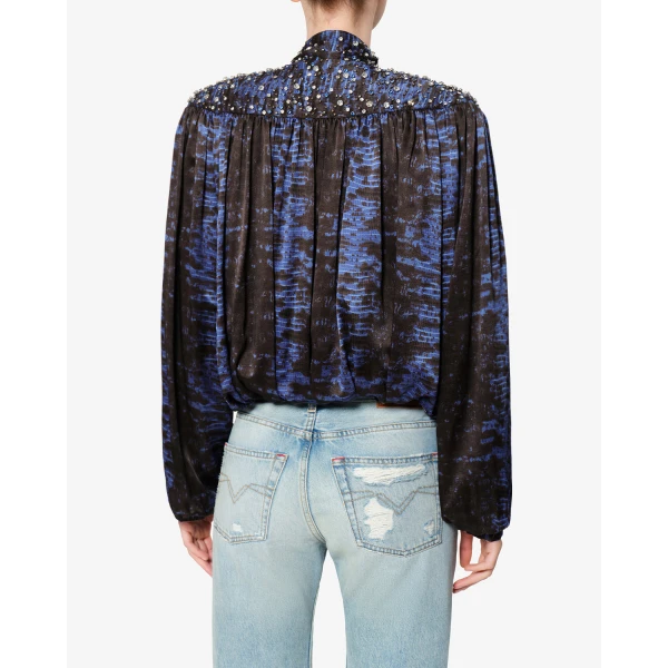 Isabel Marant Loyra Silk Blouse in Midnight | Blouse | Luxury Shoes 