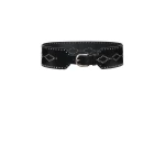 Isabel Marant Lucie Leather Belt in Black and Silver | Women | Luxury Shoes 