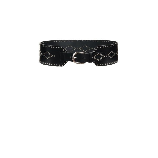 Isabel Marant Lucie Leather Belt in Black and Silver | Women | Luxury Shoes 