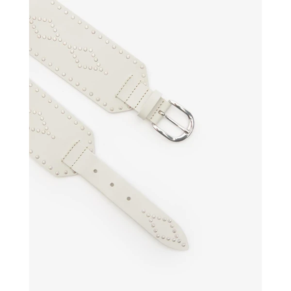 Isabel Marant Lucie Leather Belt in Chalk and Silver | Belts | Luxury Shoes 