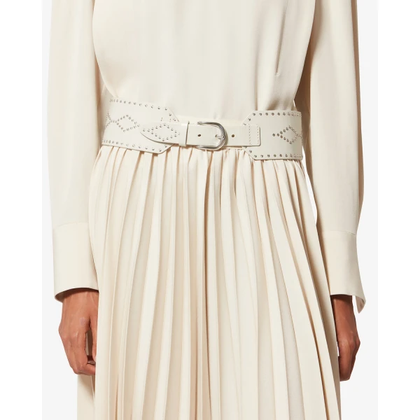 Isabel Marant Lucie Leather Belt in Chalk and Silver | Belts | Luxury Shoes 