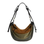 Isabel Marant Maia Large Bag in Suede Leather, Multicolor Khaki | Women | Luxury Shoes 