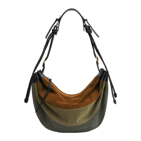Isabel Marant Maia Large Bag in Suede Leather, Multicolor Khaki | Women | Luxury Shoes 