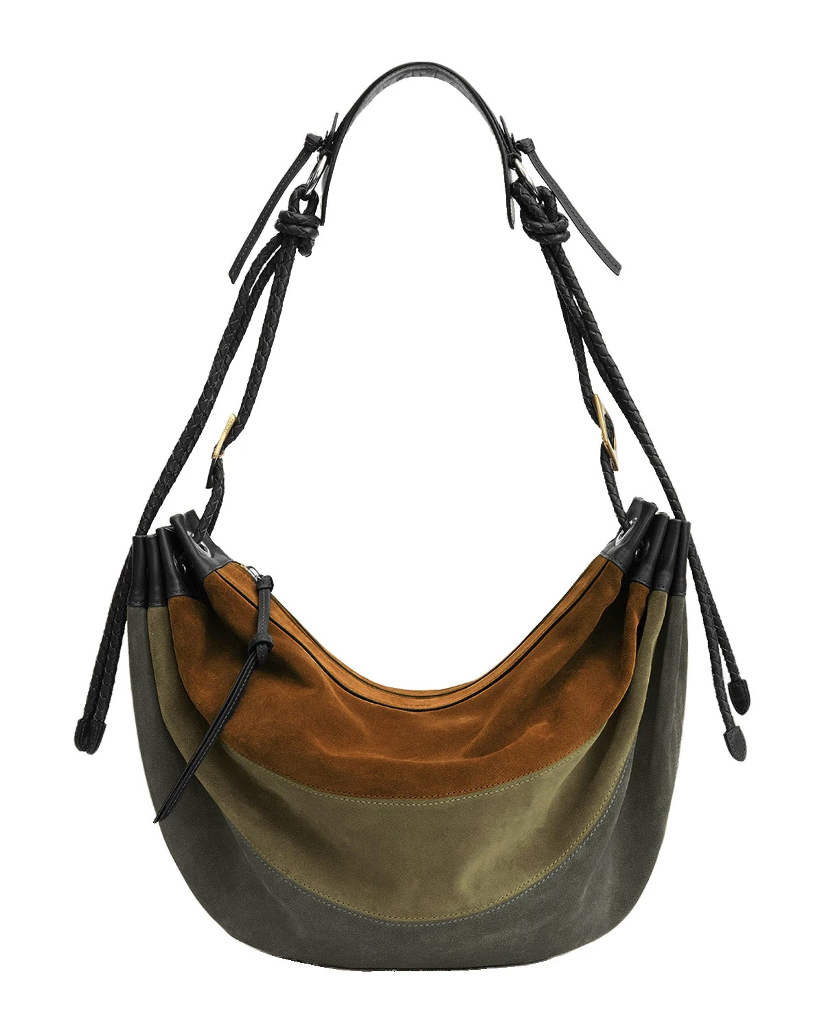 Isabel Marant Maia Large Bag in Suede Leather, Multicolor Khaki Isabel Marant Maia Large Bag in Suede Leather, Multicolor Khaki | Women | Luxury Shoes