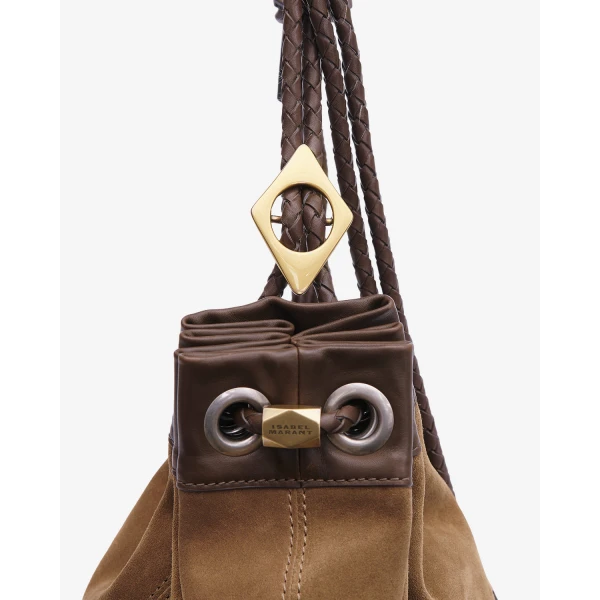 Isabel Marant Maia Large Bag in Suede Leather, Taupe | Shoulder & Crossbody Bags | Luxury Shoes 