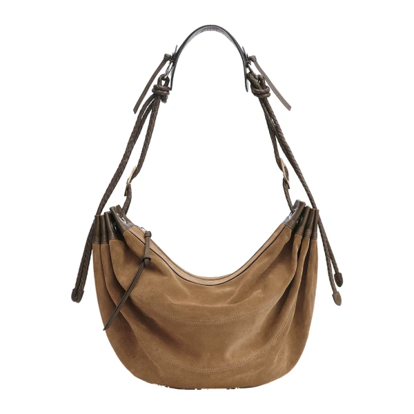Isabel Marant Maia Large Bag in Suede Leather, Taupe | Women | Luxury Shoes 