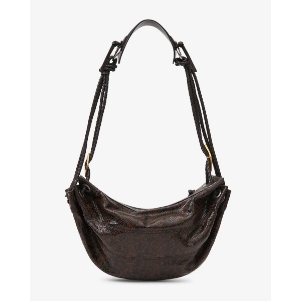 Isabel Marant Maia Medium Bag in Python-Effect Leather, Mocha | Shoulder & Crossbody Bags | Luxury Shoes 