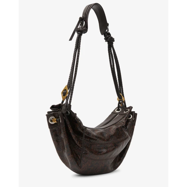 Isabel Marant Maia Medium Bag in Python-Effect Leather, Mocha | Shoulder & Crossbody Bags | Luxury Shoes 