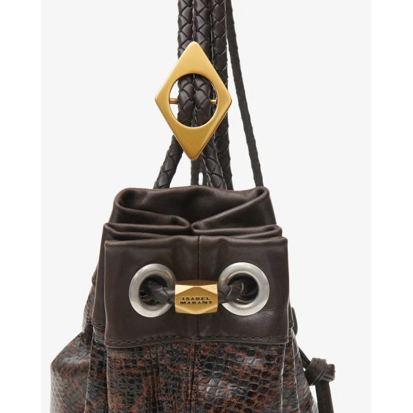 Isabel Marant Maia Medium Bag in Python-Effect Leather, Mocha | Shoulder & Crossbody Bags | Luxury Shoes 
