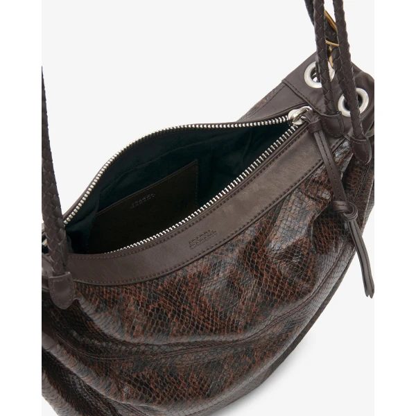 Isabel Marant Maia Medium Bag in Python-Effect Leather, Mocha | Shoulder & Crossbody Bags | Luxury Shoes 