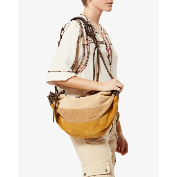 Isabel Marant Maia Medium Bag in Suede Leather, Multicolor Beige | Shoulder & Crossbody Bags | Luxury Shoes 