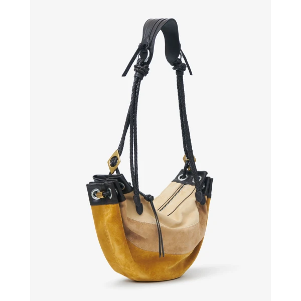 Isabel Marant Maia Medium Bag in Suede Leather, Multicolor Beige | Shoulder & Crossbody Bags | Luxury Shoes 