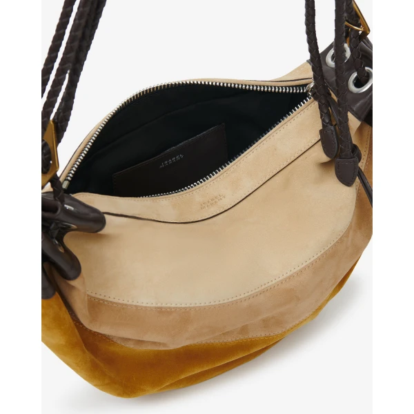 Isabel Marant Maia Medium Bag in Suede Leather, Multicolor Beige | Shoulder & Crossbody Bags | Luxury Shoes 
