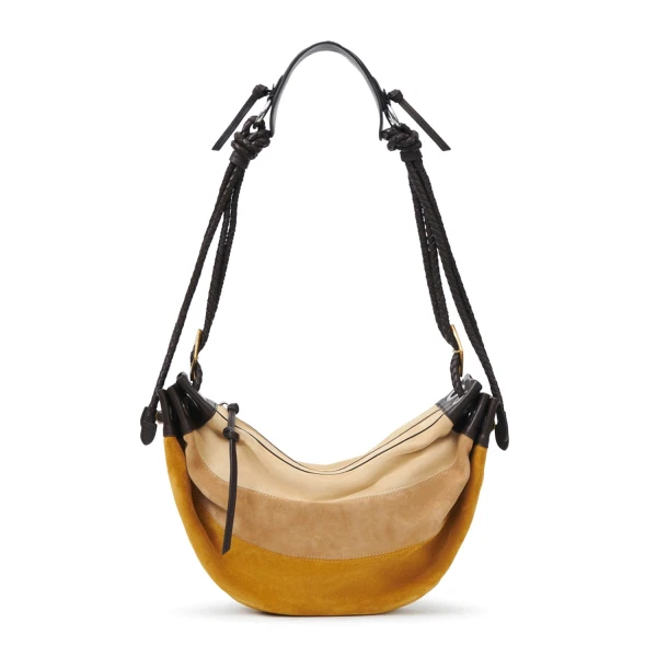 Isabel Marant Maia Medium Bag in Suede Leather, Multicolor Beige | Women | Luxury Shoes 