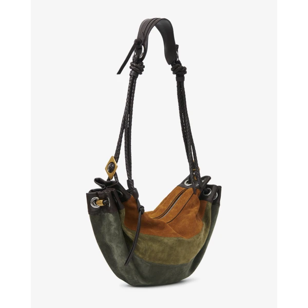 Isabel Marant Maia Medium Bag in Suede Leather, Multicolor Khaki | Shoulder & Crossbody Bags | Luxury Shoes 