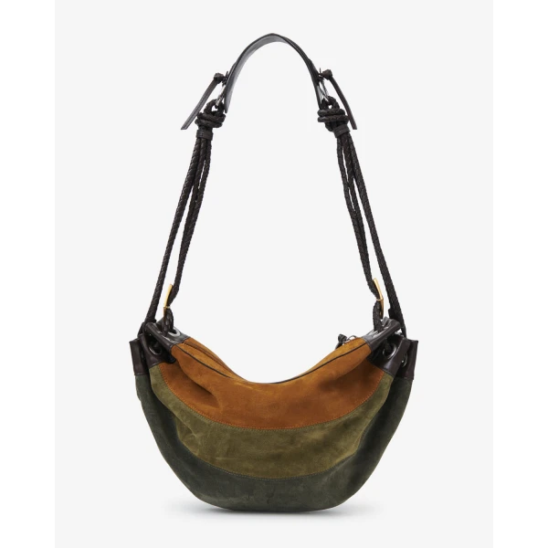 Isabel Marant Maia Medium Bag in Suede Leather, Multicolor Khaki | Shoulder & Crossbody Bags | Luxury Shoes 