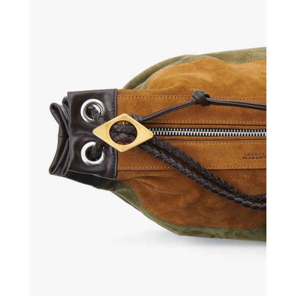 Isabel Marant Maia Medium Bag in Suede Leather, Multicolor Khaki | Shoulder & Crossbody Bags | Luxury Shoes 