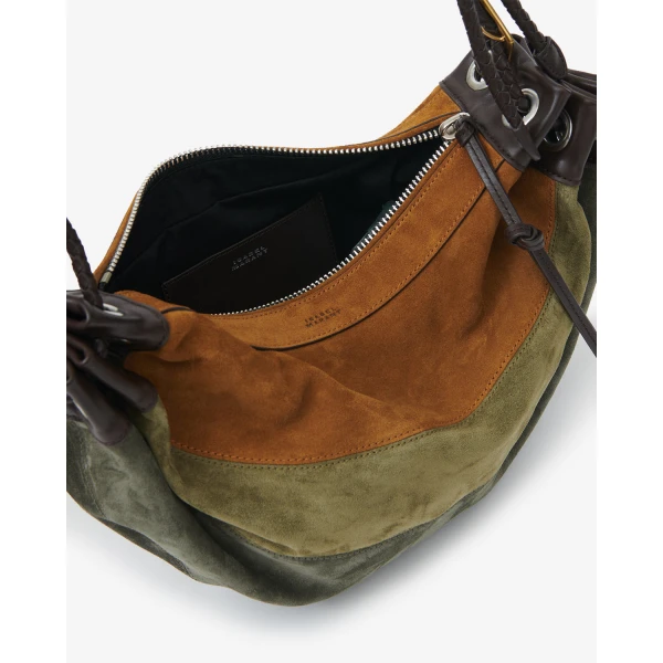 Isabel Marant Maia Medium Bag in Suede Leather, Multicolor Khaki | Shoulder & Crossbody Bags | Luxury Shoes 