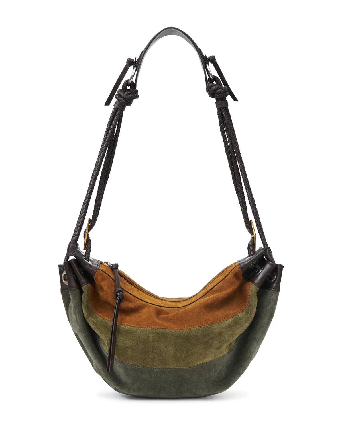 Isabel Marant Maia Medium Bag in Suede Leather, Multicolor Khaki Isabel Marant Maia Medium Bag in Suede Leather, Multicolor Khaki | Women | Luxury Shoes