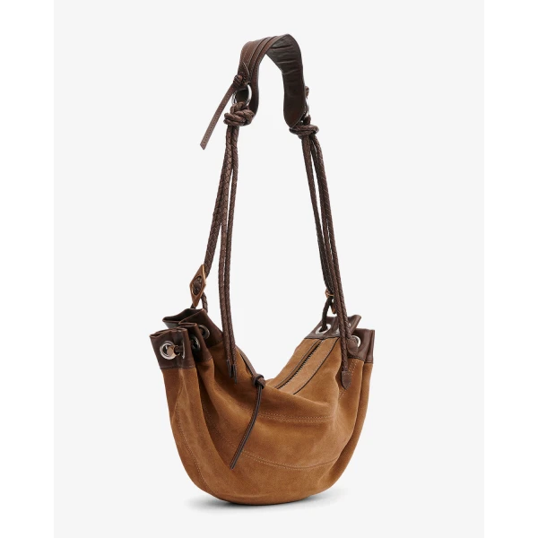 Isabel Marant Maia Medium Bag in Suede Leather, Taupe | Shoulder & Crossbody Bags | Luxury Shoes 