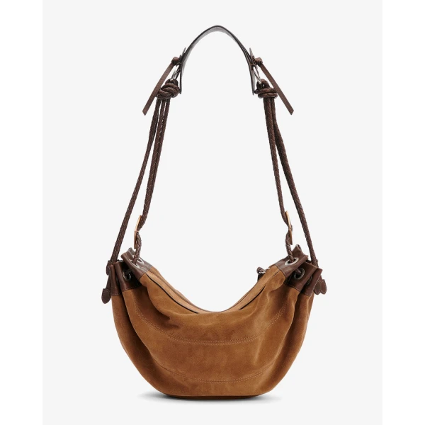 Isabel Marant Maia Medium Bag in Suede Leather, Taupe | Shoulder & Crossbody Bags | Luxury Shoes 
