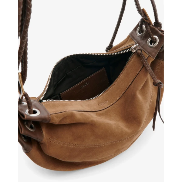 Isabel Marant Maia Medium Bag in Suede Leather, Taupe | Shoulder & Crossbody Bags | Luxury Shoes 