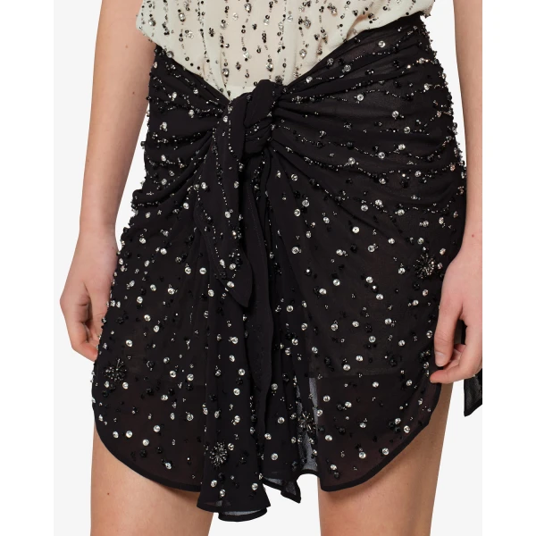 Isabel Marant Milea Silk Dress in Black and Ecru | Mini Dresses | Luxury Shoes 