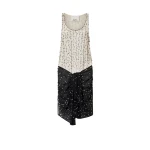 Isabel Marant Milea Silk Dress in Black and Ecru | Women | Luxury Shoes 