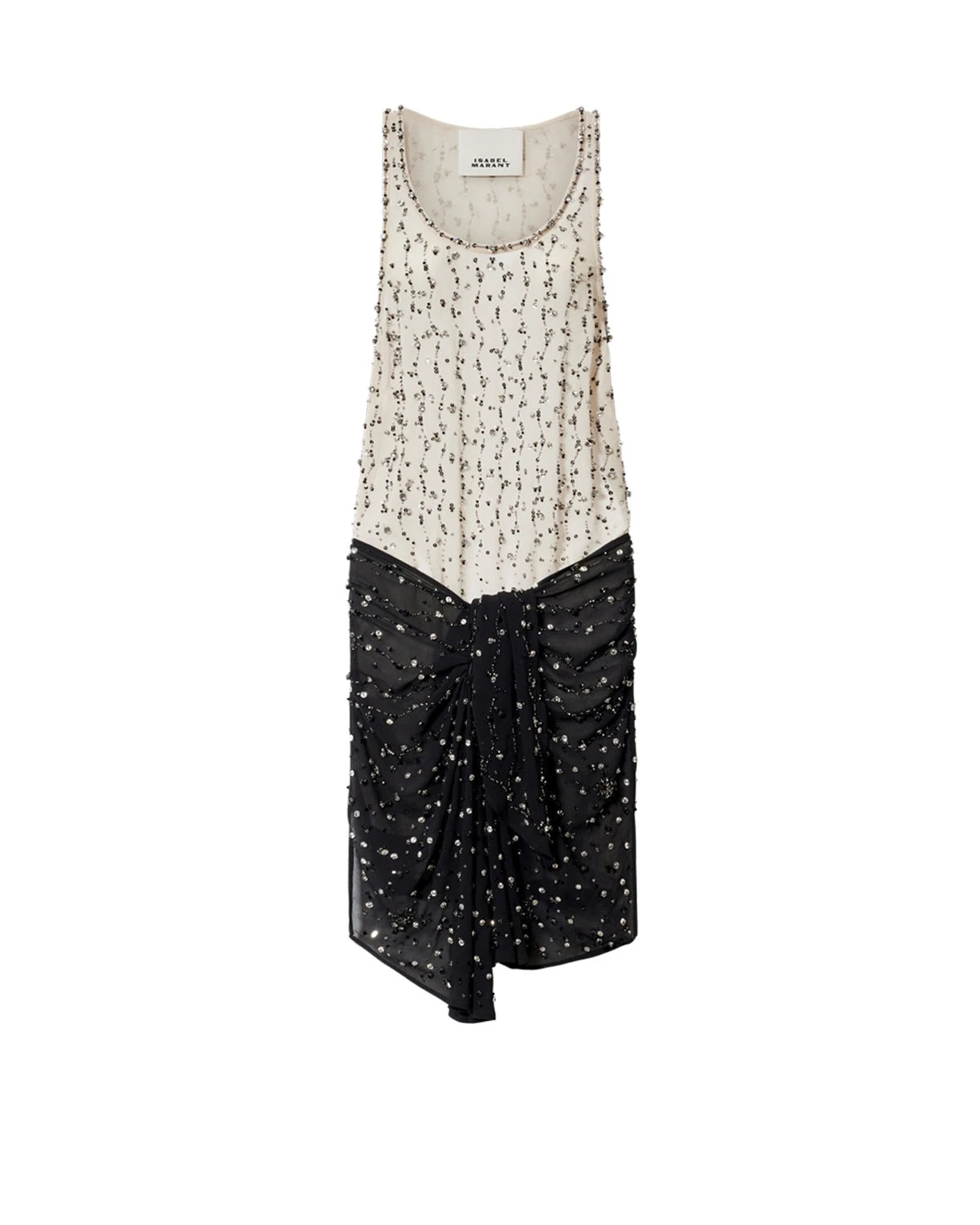 Isabel Marant Milea Silk Dress in Black and Ecru Isabel Marant Milea Silk Dress in Black and Ecru | Women | Luxury Shoes