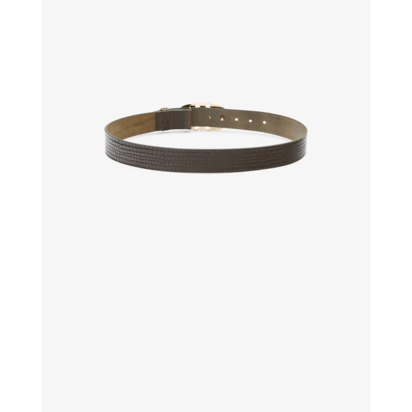 Isabel Marant Mirko Leather Belt in Dark Khaki | Belts | Luxury Shoes 