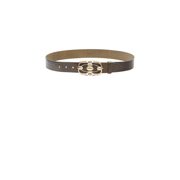 Isabel Marant Mirko Leather Belt in Dark Khaki | Women | Luxury Shoes 
